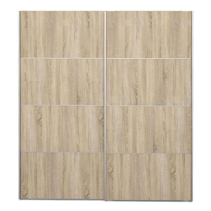 Verona Sliding Wardrobe 180cm in White with Oak Doors with 2 Shelves