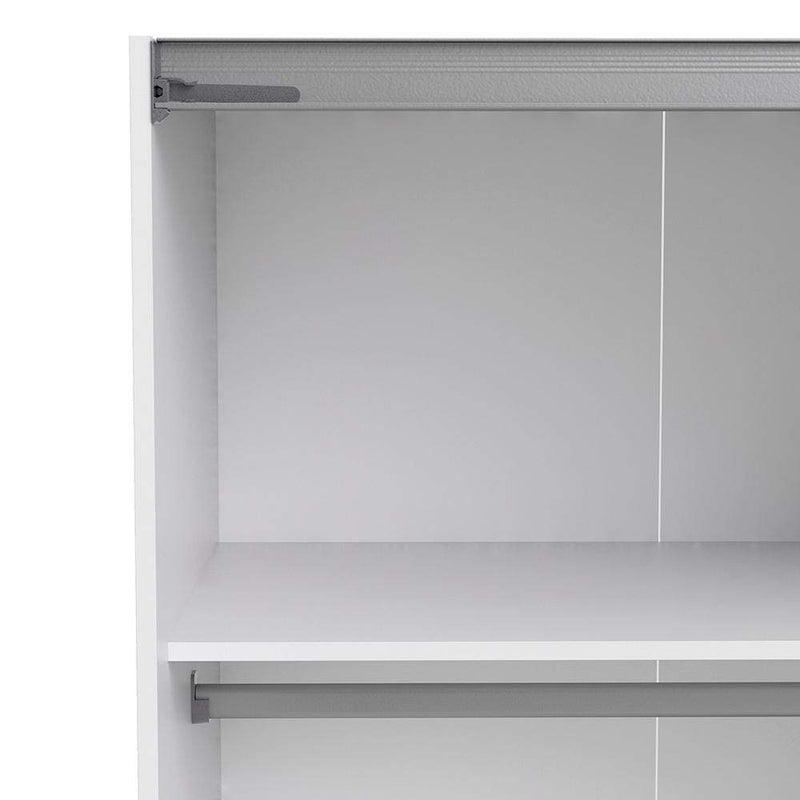 Verona Sliding Wardrobe 180cm in White with White and Oak doors with 2 Shelves