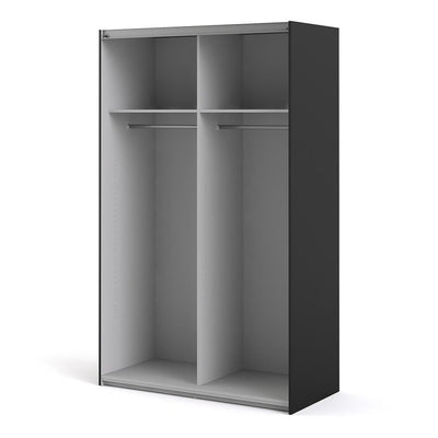 Verona - Verona Sliding Wardrobe 120cm in Black Matt with Black Matt Doors with 2 Shelves