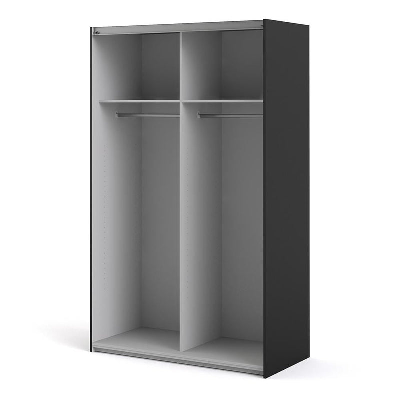 Verona - Verona Sliding Wardrobe 120cm in Black Matt with Black Matt Doors with 2 Shelves