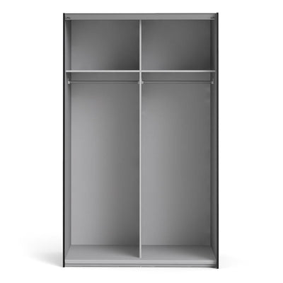 Verona - Verona Sliding Wardrobe 120cm in Black Matt with Black Matt Doors with 2 Shelves