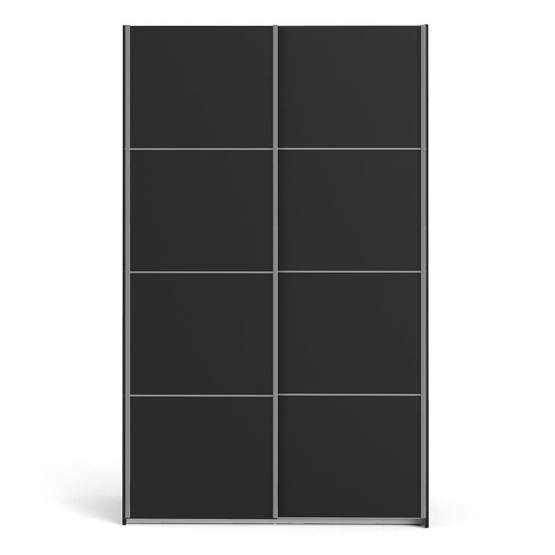 Verona - Verona Sliding Wardrobe 120cm in Black Matt with Black Matt Doors with 2 Shelves