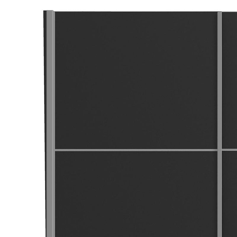 Verona - Verona Sliding Wardrobe 120cm in Black Matt with Black Matt Doors with 2 Shelves