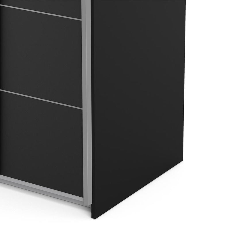 Verona - Verona Sliding Wardrobe 120cm in Black Matt with Black Matt Doors with 2 Shelves