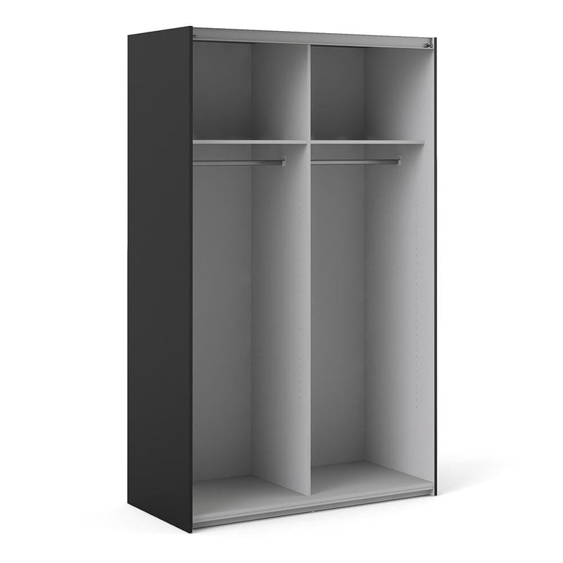 Verona - Verona Sliding Wardrobe 120cm in Black Matt with Black Matt Doors with 2 Shelves