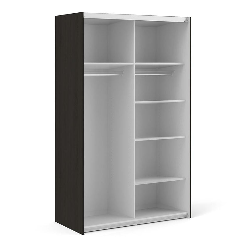 Verona - Verona Sliding Wardrobe 120cm in Black Matt with Black Matt Doors with 5 Shelves