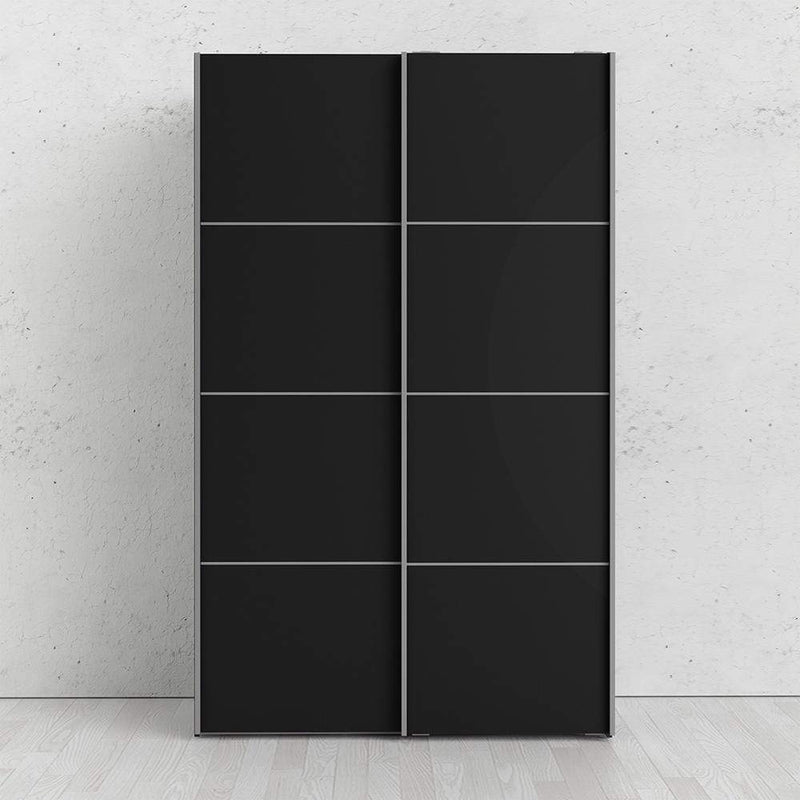 Verona - Verona Sliding Wardrobe 120cm in Black Matt with Black Matt Doors with 5 Shelves