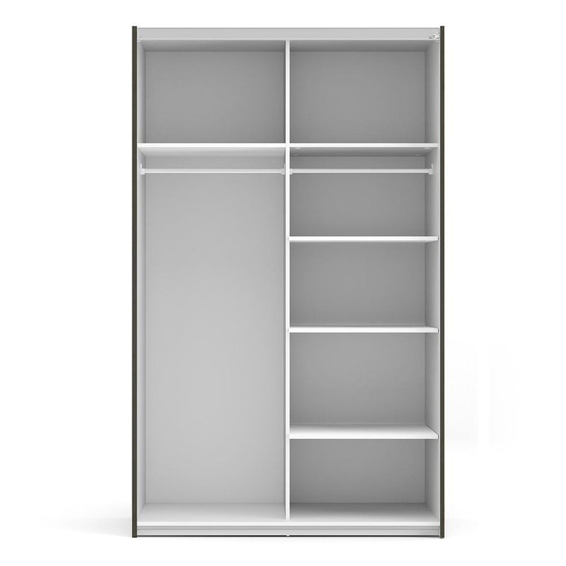 Verona - Verona Sliding Wardrobe 120cm in Black Matt with Black Matt Doors with 5 Shelves