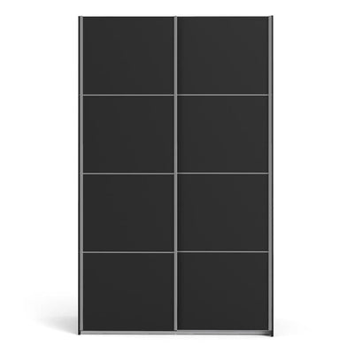 Verona - Verona Sliding Wardrobe 120cm in Black Matt with Black Matt Doors with 5 Shelves