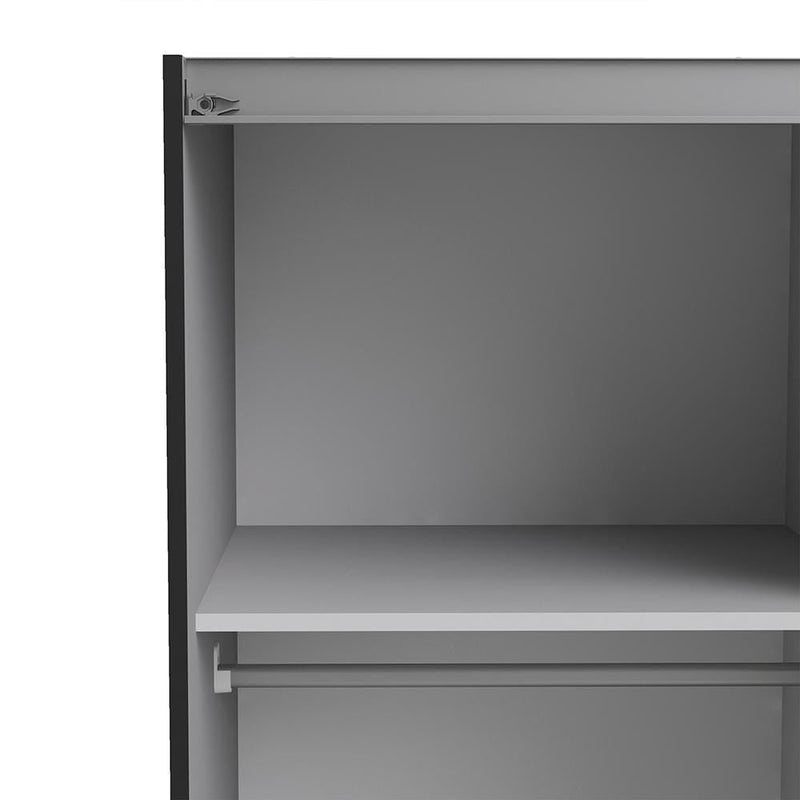 Verona - Verona Sliding Wardrobe 120cm in Black Matt with Black Matt Doors with 5 Shelves