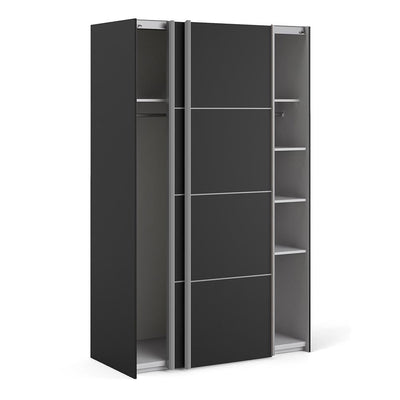 Verona - Verona Sliding Wardrobe 120cm in Black Matt with Black Matt Doors with 5 Shelves