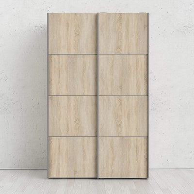 Verona - Verona Sliding Wardrobe 120cm in Black Matt with Oak Doors with 2 Shelves