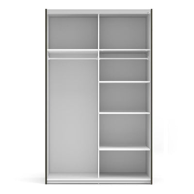 Verona - Verona Sliding Wardrobe 120cm in Black Matt with Oak  Doors with 5 Shelves