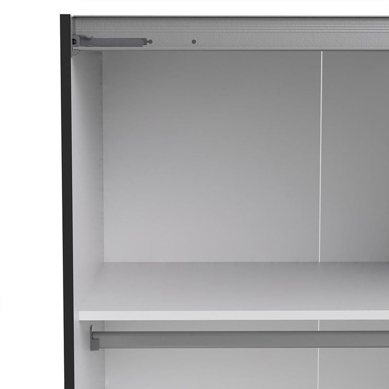 Verona - Verona Sliding Wardrobe 180cm in Black Matt with Black Matt and Mirror Doors with 2 Shelves