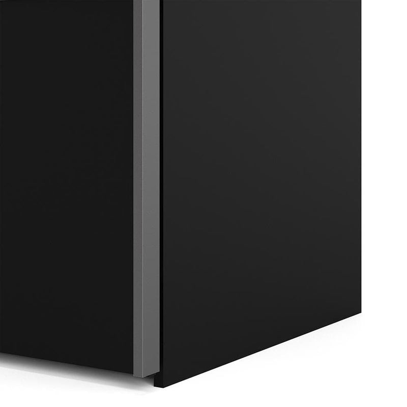 Verona - Verona Sliding Wardrobe 180cm in Black Matt with Black Matt Doors with 2 Shelves