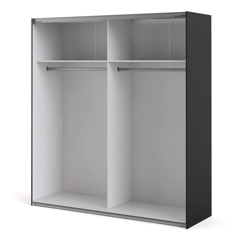 Verona - Verona Sliding Wardrobe 180cm in Black Matt with Black Matt Doors with 2 Shelves