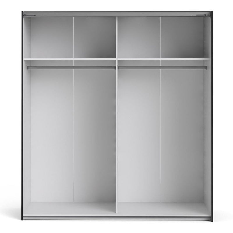 Verona - Verona Sliding Wardrobe 180cm in Black Matt with Black Matt Doors with 2 Shelves