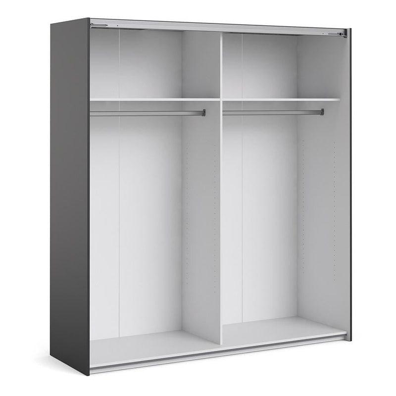 Verona - Verona Sliding Wardrobe 180cm in Black Matt with Black Matt Doors with 2 Shelves