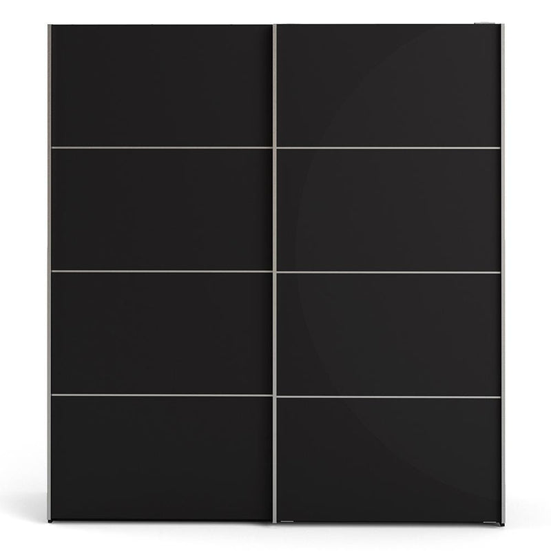 Verona - Verona Sliding Wardrobe 180cm in Black Matt with Black Matt Doors with 2 Shelves