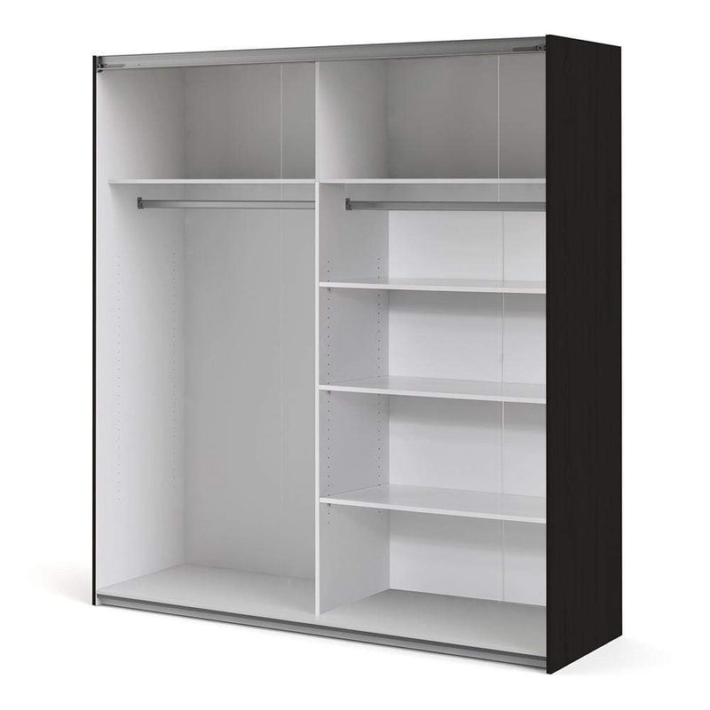 Verona - Verona Sliding Wardrobe 180cm in Black Matt with Black Matt Doors with 5 Shelves