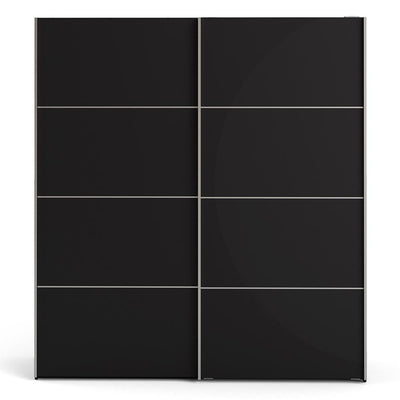 Verona - Verona Sliding Wardrobe 180cm in Black Matt with Black Matt Doors with 5 Shelves