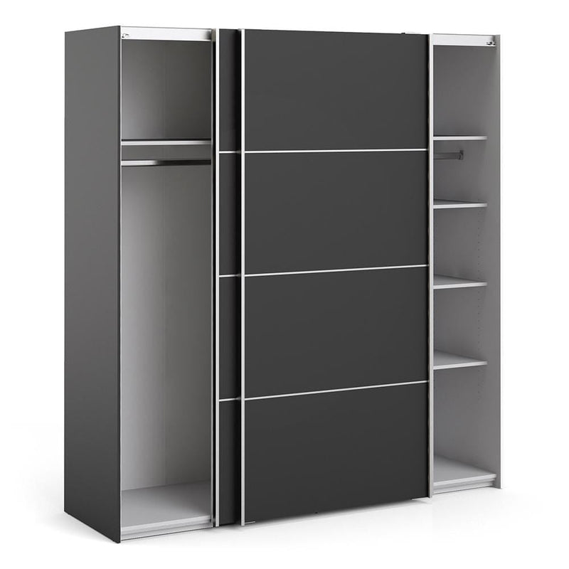 Verona - Verona Sliding Wardrobe 180cm in Black Matt with Black Matt Doors with 5 Shelves