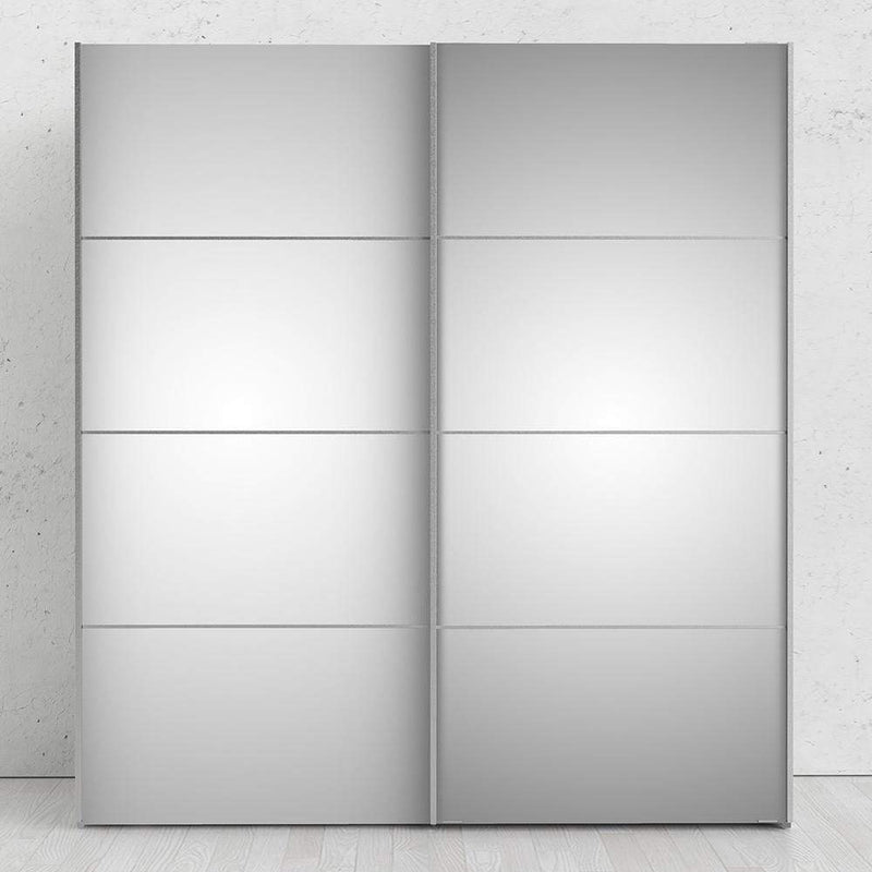 Verona - Verona Sliding Wardrobe 180cm in Black Matt with Mirror Doors with 2 Shelves