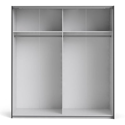 Verona - Verona Sliding Wardrobe 180cm in Black Matt with Mirror Doors with 2 Shelves