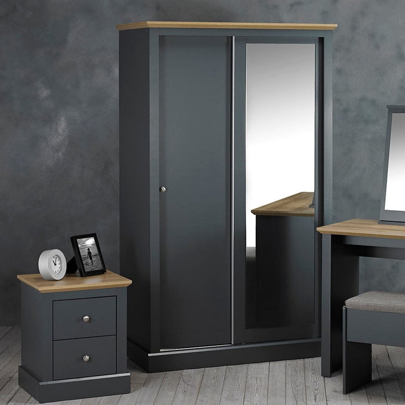 Devon 2 Door Sliding Wardrobe Charcoal