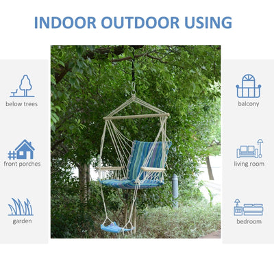 Outdoor Hammock Hanging Rope Chair - (Blue)