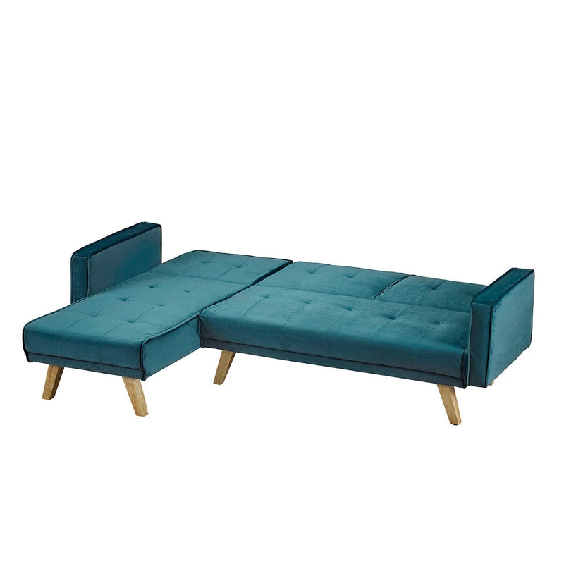 Kitson Corner Sofa Bed Teal Velvet