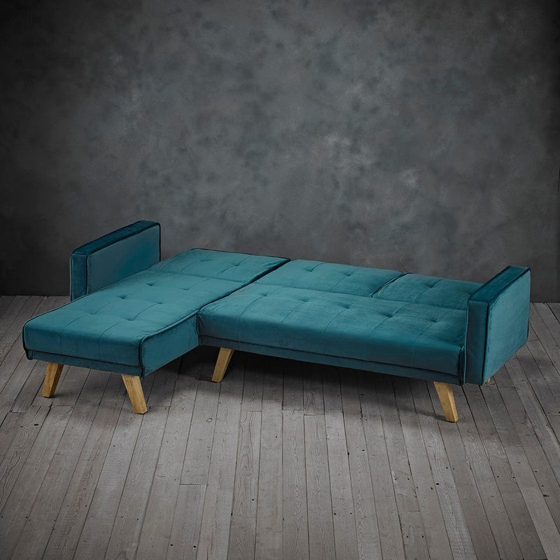 Kitson Corner Sofa Bed Teal Velvet