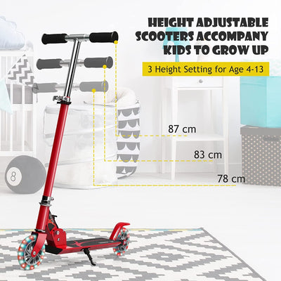 Kids Aluminum Folding Stunt Scooter with LED Wheels-Red