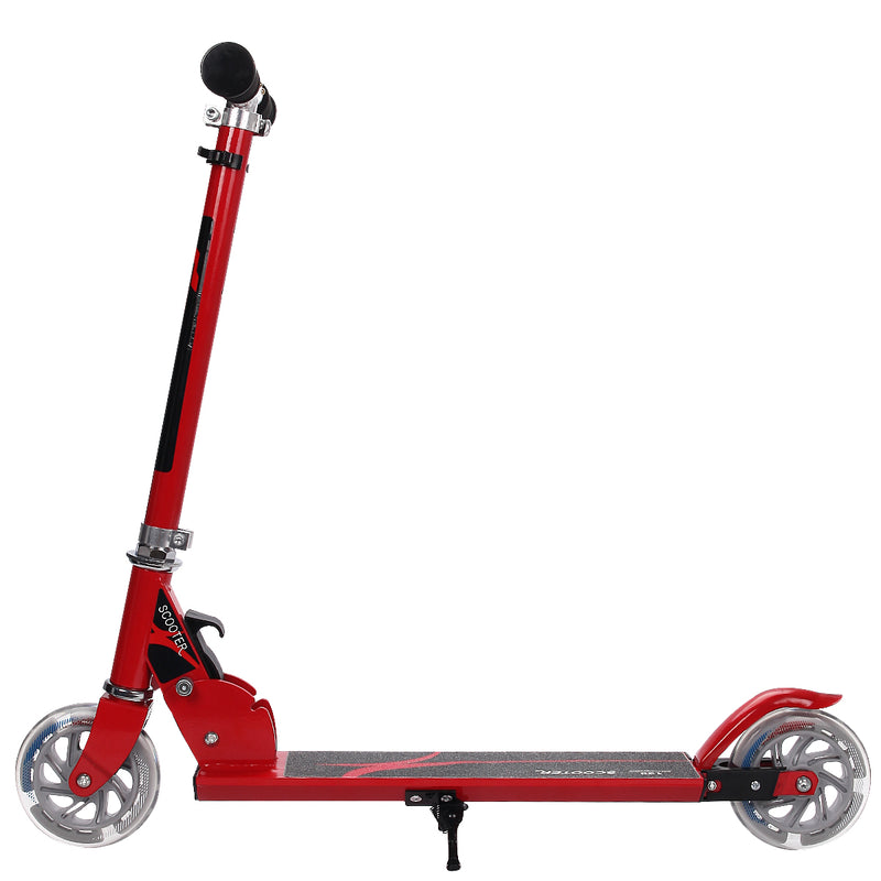 Kids Aluminum Folding Stunt Scooter with LED Wheels-Red