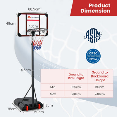 Basketball Hoop and Goal Set with Wheel for Basketball Gym