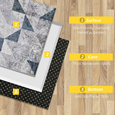 HOMCOM Modern Grey Rug, Geometric Area Rugs Large Carpet for Living Room, Bedroom, Dining Room, 80x150 cm