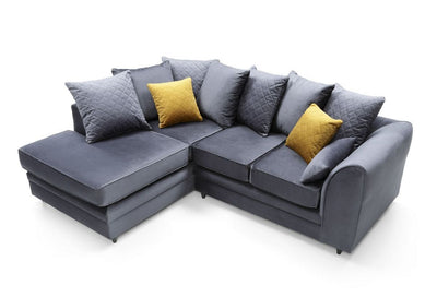 Chicago Velvet Corner Sofa - Silver Blue