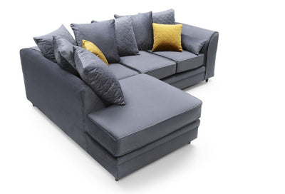 Chicago Velvet Corner Sofa - Silver Blue