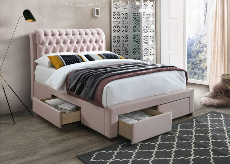 Pink 4 Drawer Fabric Storage Bed - Artisan 3013