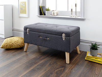 Minstrel Storage Ottoman Large Charcoal