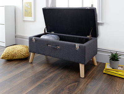 Minstrel Storage Ottoman Large Charcoal