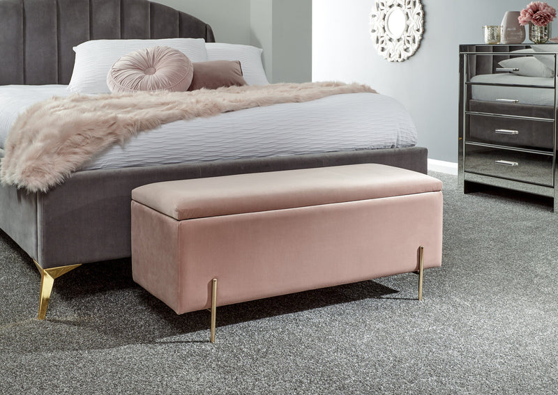 Mystica Ottoman Storage Bench Blush Pink