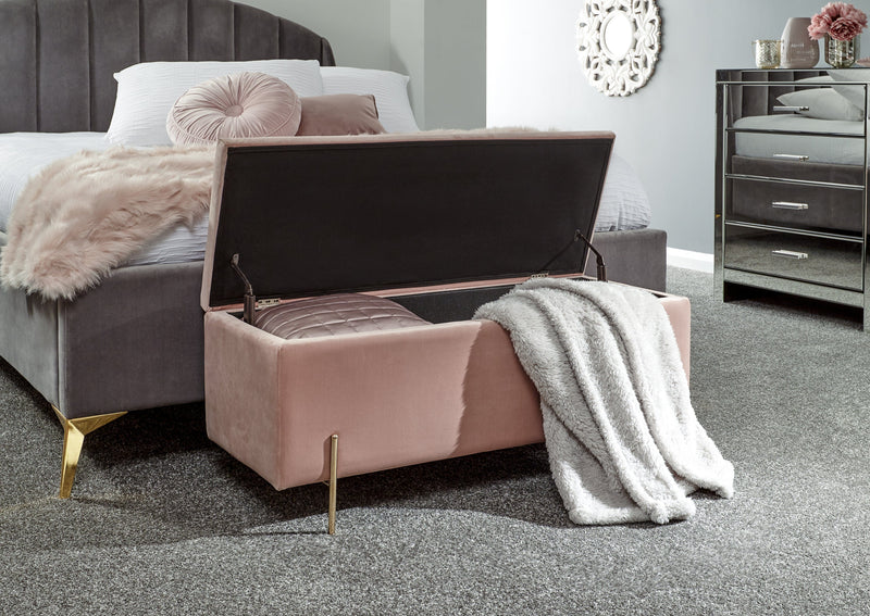 Mystica Ottoman Storage Bench Blush Pink