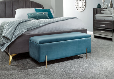 Mystica Ottoman Storage Bench Teal