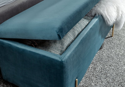 Mystica Ottoman Storage Bench Teal