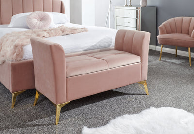 Pettine Ottoman Storage Bench Blush Pink