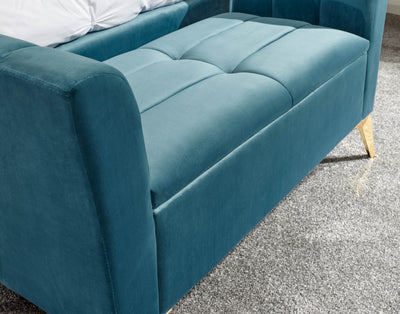 Pettine Ottoman Storage Bench Teal