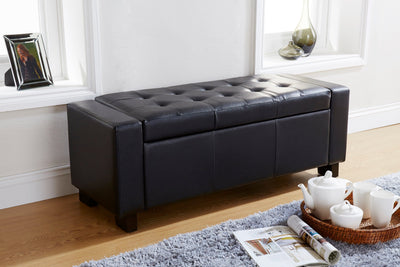 Verona Ottoman Bench Black  Pu