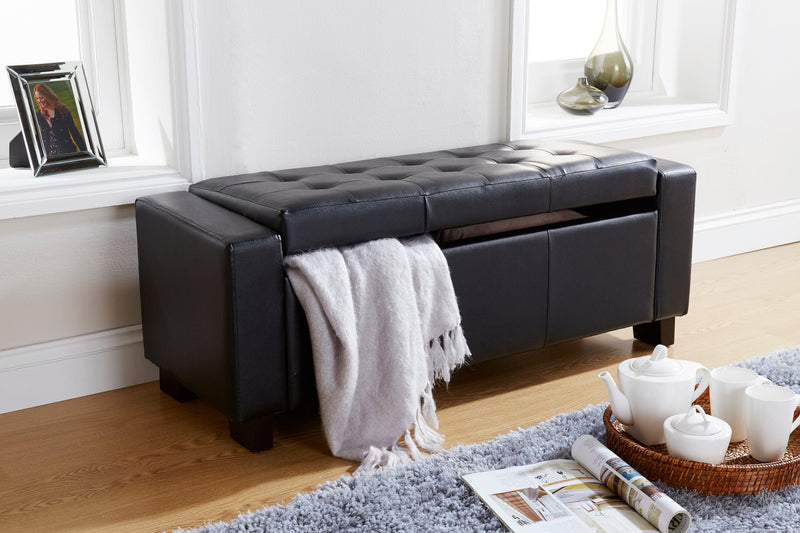 Verona Ottoman Bench Black  Pu