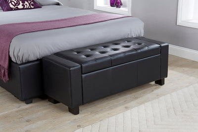 Verona Ottoman Bench Black  Pu